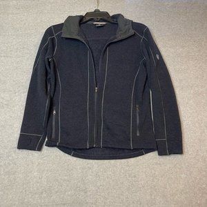 Kuhl Sweater Jacket Women's M 10-12 Black Solid Full Zip Pockets Collar (fits S)